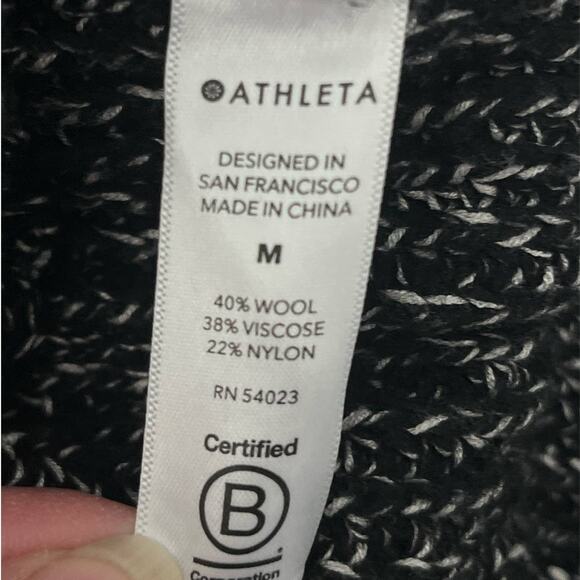 Athleta Shasta V-Neck Sweater Black Marl  Long Size M Wool Blend - Picture 9 of 9